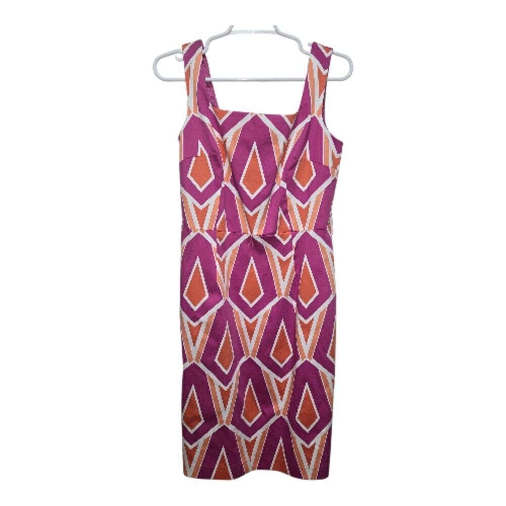 David Meister Geometric Sheath Dress Pink Orange Size 6